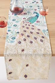 Josie Shenoy Peacock Table Runner Table Runners Antique Inspiration Linen Table Runner