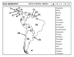 Blank map of central and south america. Mad Geography Central South America Blank Map Tests By Just Suggestions