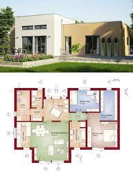 bungalow haus mit flachdach architektur im bauhausstil einfamilienhaus grundriss barrierefrei fertighaus evolution 111 haus haus bungalow bauhaus architektur