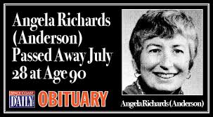 OBITUARY: Angela Richards (Anderson) Passed Away July 28 at Age 90