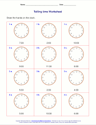 telling time worksheets for 1st grade