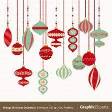 Vintage Christmas Ornaments Ornaments Clipart Christmas Vectors Retro Clip Art 15 Eps Png Files In 2020 Retro Christmas Decorations Vintage Christmas Retro Christmas