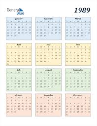 Terdapat hari, minggu dan bulan. Kalender 1989 Lengkap Nasi