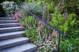 Garden Steps With A Wrought Iron Handrail On The East Front Of Cotehele Near Saltash Cornwall Garden Steps Iron Handrails Railings Outdoor