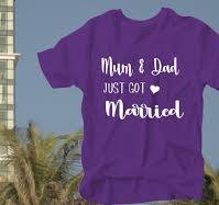 Mum & Dad just got married unisex wedding party kids t-shirt - purple,  parents wedding - DISOCUNTED SURPLUS STOCK - limited sizes remain