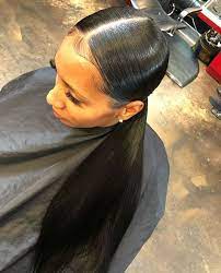 Slick Back Ponytail Weave Middle Part Middle Weave Ponytail Long Ponytail Hairstyles Hair Ponytail Styles Sleek Ponytail