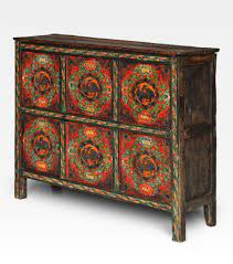 Credenza Tibetana Dipinta Con Fenici Legno Di Pino Cod 0007 0053 Furniture Design Home Decor