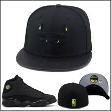 New Era Chicago Bulls Fitted Hat Blk Neon Green Eye Jordan 13 Black Cat Panther Jordan 13 Black Fitted Hats Vintage Sneakers