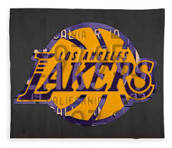 New version of a primary logo for the lakers. Los Angeles Lakers Basketball Team Retro Logo Recycled License Plate Art Fleece Blanket For Sale By Design Turnpike