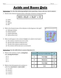 Given acids or bases at the same concentration, demonstrate understanding of acid and base strength by: Acids Bases And Solutions