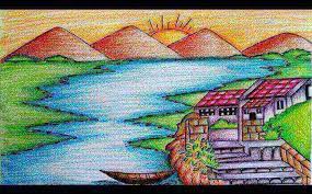 Cukup membuat lekukan berjajar dua atau lebih, sudah bisa membentuk gambar gunung. 25 Contoh Gambar Pemandangan Gunung Referensi Menggambar