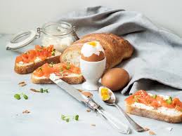 27 homemade recipes for salmon breakfast from the biggest global cooking community! Smoked Salmon And Cream Cheese On Bruschetta Boiled Eggs And Fr Stock Image Image Of Bruschetta Green 109960915