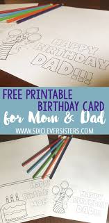 Happy Birthday Husband Card Free Printable Free Printable Birthday Cards To Color Six Clever Sisters Birthday Card Printable Coloring Birthday Cards Dad Birthday Card