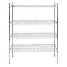 (2) door brackets, (2) frame brackets, hardware pack. Hubert Silver Metal 4 Shelf Unit 60 L X 24 W X 74 H