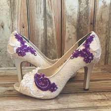 Colored Bridal Shoes Purple Ivory Calzado Nupcial Zapatos Planos Para Boda Plataforma Peep Toe