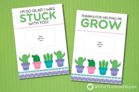 A cute cactus teacher gift paired with one of these free cactus printable gift tags is easy and thoughtful! Teacher Appreciation Printables Cactus Themed Spot Of Tea Designs