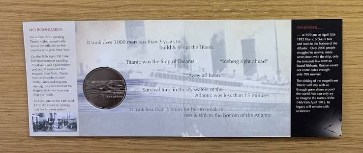 Titanic Remembered Commemorative Medal From the Royal Mint in a Display  Card and a Titanic Novelty Banknote - Etsy