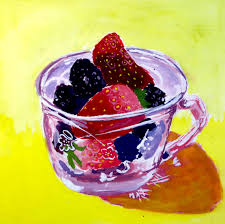 This lovely lakeside house features a rustic design. Teacup Of Fruit My Primary Color Study Painting