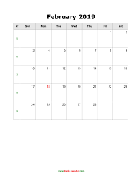 February Calendar 2019 To Do List Calendar 2019 Printable Calendar Printables Monthly Calendar Printable