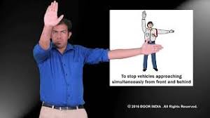 Hand signals front view hand signal back view left turn extend your left arm out sideways with all fingers extended or use your index finger to point left. Traffic Police Hand Signals Youtube
