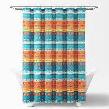 Americanflat turquoise pink mystic eyes pattern by cat coquillette 71 x 74 shower curtain. Turquoise And Orange Improved 72 X 72 Lush Decor 16t000209 Bohemian Striped Shower Curtain Colorful Bold Design Home Kitchen Shower Curtains Hooks Liners Snowrobin Jp