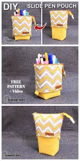 Diy Slide Down Standing Pencil Case Free Sewing Pattern Video Pencil Case Sewing Pencil Case Pattern Diy Pencil Case