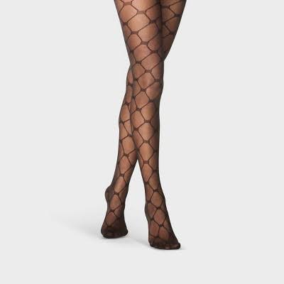 Women's Open Fishnet Tights - A New Day Black M/L: High Waisted, Sheer, Nylon-Spandex Blend