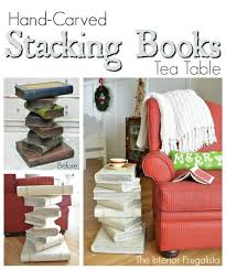 Hand Carved Stacking Books Table Before And After The Interior Frugalista Table Makeover Diy Book Furniture Makeover Diy