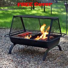 Wood Burning Fireplace Bbq Grill Heater Outdoor Patio Fire Pit Grate Screen Set Fire Pit Patio Fire Pit Fire Pit Grate