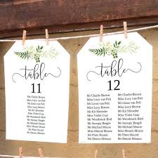 Rustic Greenery Wedding Seating Chart Diy Printable Table