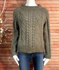 J crew cable knit sweater. J Crew Womens Green Mock Neck Cable Knit Sweater H4386 Size M Ebay
