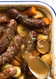 Sausage Bake With Potatoes And Gravy Recipe Sausage Dishes Pork Recipes Recipetin Eats