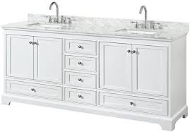 | skip to page navigation. Wyndham Collection Deborah 80 Inch Double Bathroom Vanity In White White Carrara Marble Countertop Undermount Square Sinks And No Mirror Amazon Com