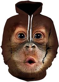 Amazon.co.jp: HDHGKYY 面白い動物猿3Dプリントパーカーヒップホップカジュアル長袖プルオーバー秋のユニセックススウェットシャツ :  ファッション