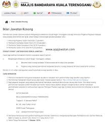 Select category bantuan kewangan jawatan kosong jawatan kosong glc jawatan kosong kerajaan jawatan kosong spa jawatan kosong swasta johor kedah kelantan kuala lumpur labuan melaka negeri sembilan pahang pelbagai negeri pendidikan perak perlis pulau pinang. Jawatan Kosong Di Majlis Bandaraya Kuala Terengganu Mbkt Pentadbiran Pengurusan 1 Oktober 2018 Appjawatan Malaysia