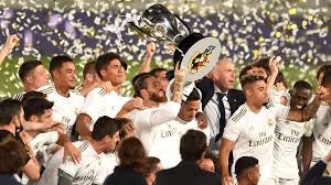 Karim benzema (real madrid) header from the centre of the box to the high centre of the goal. Real Madrid 2 1 Villarreal Two Karim Benzema Goals Fire Real To 34th La Liga Title Football News Sky Sports