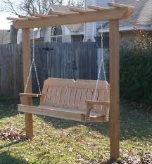 New Cedar Wood Garden Arbor 5 Ft Porch Swing Stand Heavy Duty Chain Springs Verandaschaukel Gartenschaukel Pergola Schaukel