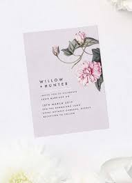 Modern Botanical Wedding Invitations Clean Simple Minimal Flower Wedding Invite Grey Pink Beautiful Botanical Petals Foliage Leaf Leaves Botanical Wedding Invitations Flower Wedding Invitation Floral Wedding Invitations