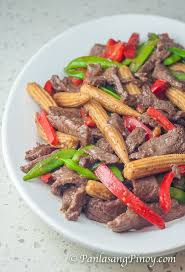 Cook 30 seconds or until thick. Beef And Baby Corn Stir Fry Recipe Panlasang Pinoy Baby Corn Recipes Bistek Recipe Beef Stir Fry