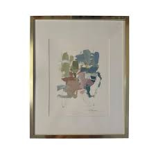 VINTAGE ABSTRACT PAINTING FRAMED SIGNED