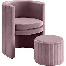 meridian furniture selena velvet accent chair in pink and ottoman set walmart com walmart com chair and ottoman set ottoman set upholstered accent chairs