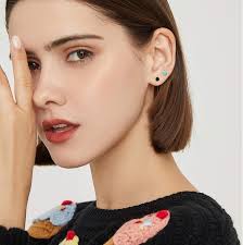 Fansilver 925 Sterling Silver Stud Earrings for Womens Teens Moonstone  Earrings Turquoise Black Earrings Round Gemstone Stud Gift Christmas ...