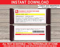 Diy pdf, instant digital download home printable. Teacher Prescription Candy Bar Wrappers Emergency Chocolate Gag Gift Emergency Chocolate Gift Label Template Candy Bar Wrappers