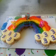 Love the swirly pastel rainbow frosting on this one! My Little Pony Rainbow Cupcake Cake Rainbow Cupcakes Pull Apart Cake Unicorn Birthday