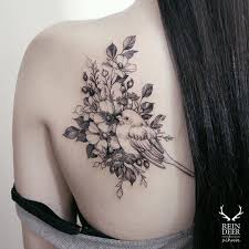 Bird And Flower Tattoos For Women Intricate Bird And Flower Tattoo Bird Shoulder Tattoos Shoulder Blade Tattoo Shoulder Tattoos For Women