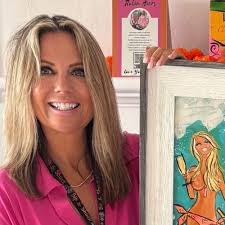 Hand-painted Tote Bag: "happy Hour by the Pool" Art by Robin Hiers