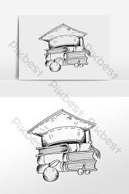 Hand Drawn Line Drawing Bachelor Hat Book Illustration Png Images Psd Free Download Pikbest Book Illustration How To Draw Hands Line Drawing