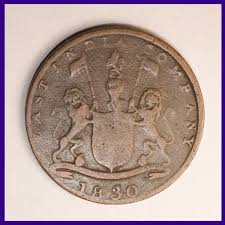 1830 Bombay Presidency Quarter Anna Tarazu Coin East India Company