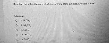 Answered: Some Soluble Compounds Are Listed In… | Bartleby