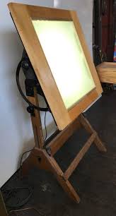 Rare Hamilton Lightbox Drafting Table And Drawer Cast Iron And Oak Drafting Table Light Box Oak